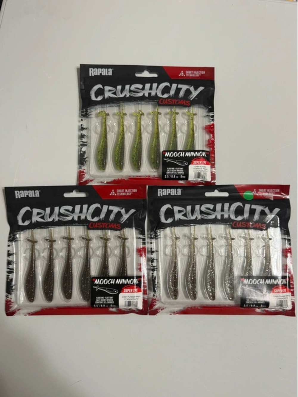 Rapala Crush City Customs Mooch Minnow Soft Plastic Fishing Lures 3 Assorted 6-P